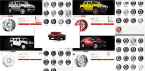 screenshot of hummer h1 with various wheels